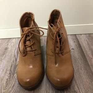 Torrid Bootie Lace Up Camel Boot Wedges Size 9